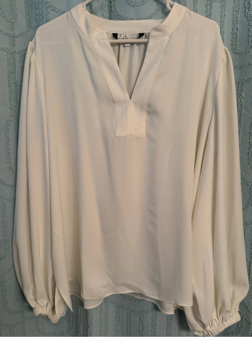 Classic V-Neck Long-Sleeve Blouse - White